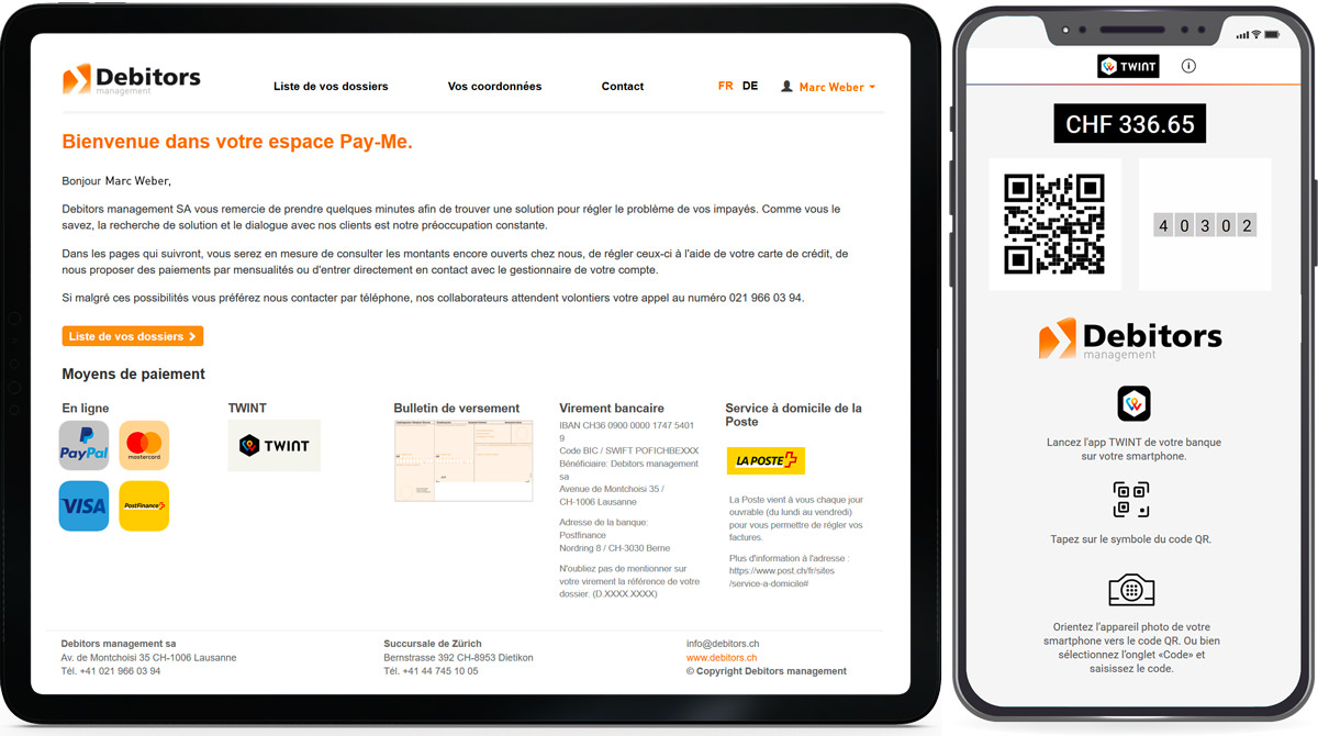 Application de gestion des débiteurs Pay-Me